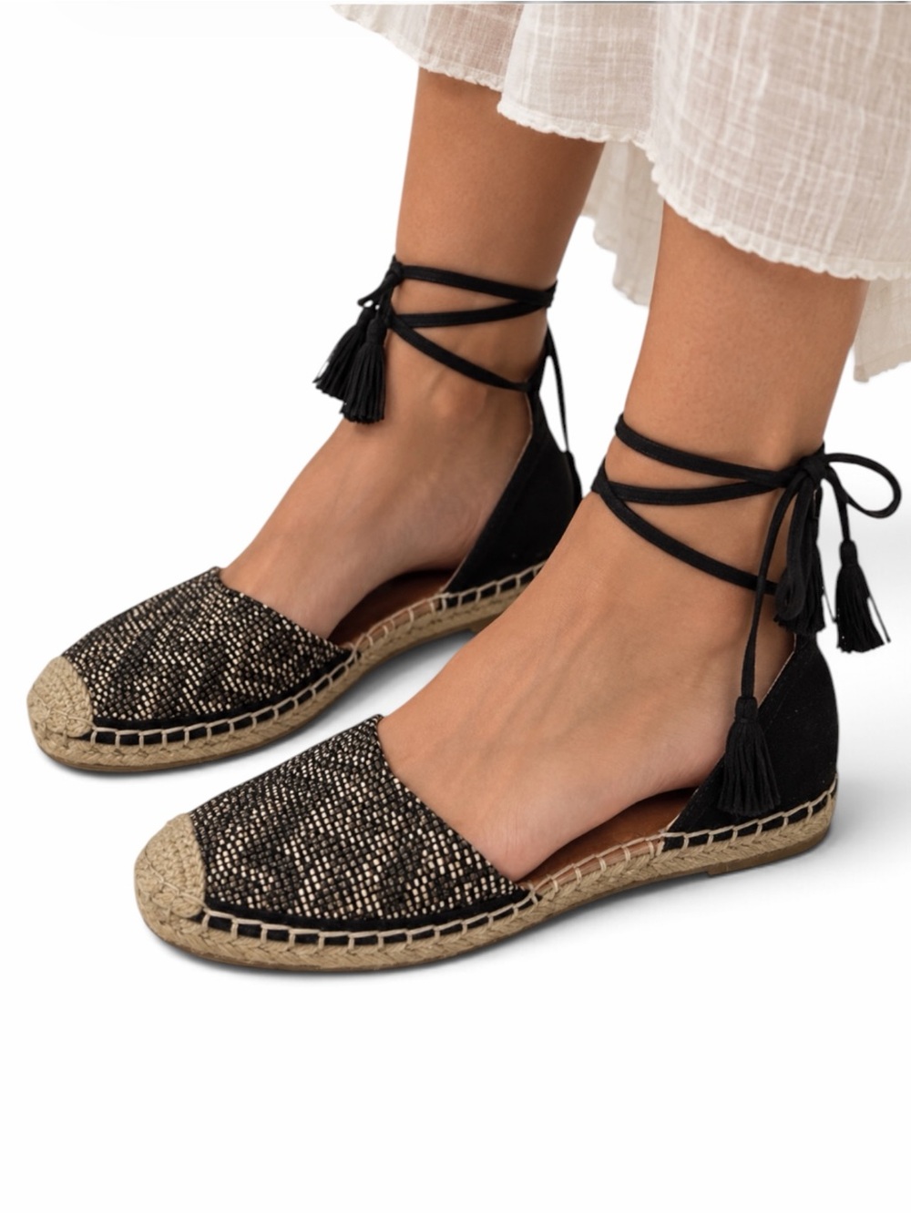 Indigo Road Woven Espadrille Lace Up Flats‎ Sz 7